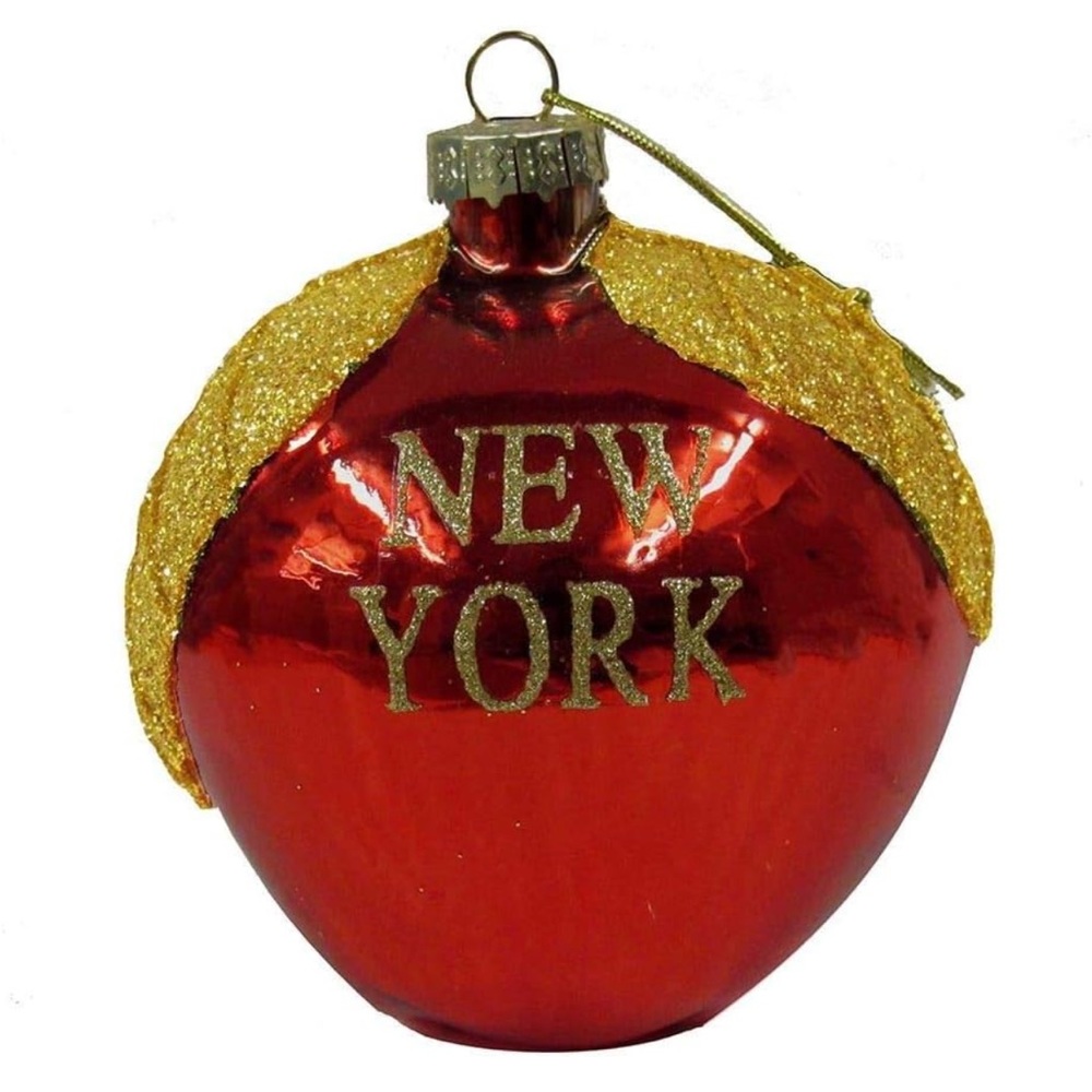 Kurt Adler "New York" Glass Apple Christmas Ornament